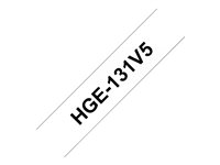 Brother HGE-131V5 - Svart på klar - Rulle (1,2 cm x 8 m) 5 kassett(er) bandlaminat - för P-Touch PT-9500pc, PT-9700PC, PT-9800PCN; P-Touch R RL-700S HGE131V5