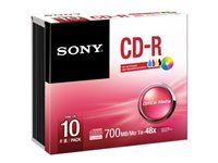 Sony 10CDQ80PS - 10 x CD-R - 700 MB (80min) 48x - utskrivbar yta 10CDQ80PS