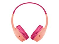 Belkin SoundForm Mini - Hörlurar med mikrofon - på örat - Bluetooth - trådlös - 3,5 mm kontakt - rosa AUD002BTPK
