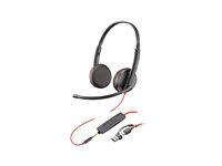 HP Poly Blackwire 3225 - Blackwire 3200 Series - headset - på örat - kabelansluten - 3,5 mm kontakt, USB-C - svart - Certifierad för Skype for Buisness, Cisco Jabber-certifierad, Avaya-certifierad, UC-certifierad 8X229AA