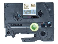 Brother TZe-RL34 - Satin - guld på ljusblå - Rulle (1,2 cm x 4 m) 1 kassett(er) bandtejp - för Brother PT-D210, D600, H110; P-Touch PT-1005, 1880, E800, H110; P-Touch Cube Plus PT-P710 TZERL34