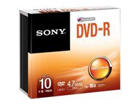 Sony 10DMR47SS - 10 x DVD-R - 4.7 GB (120 min) 16x - tunt CD-fodral 10DMR47SS