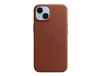 Apple - Baksidesskydd för mobiltelefon - MagSafe-kompatibilitet - läder - umber - för iPhone 14 MPP73ZM/A