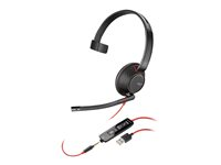 HP Poly Blackwire 5210 - Blackwire 5200 series - headset - på örat - kabelansluten - 3,5 mm kontakt, USB-A - svart - Certifierad för Microsoft-teams, Certifierad för Skype for Buisness, Cisco Jabber-certifierad, Avaya-certifierad 80R98AA