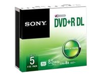 Sony - 5 x DVD+R DL - 8.5 GB (215 min) 8x - tunt CD-fodral 5DPR85SS