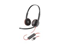 HP Poly Blackwire 3220 - 3200 Series - headset - på örat - kabelansluten - USB-A - svart - Skype-certifierat, Cisco Jabber-certifierad, Avaya-certifierad 80S02A6