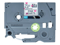 Brother TZe-MPPH31 - Svart på rosa hjärtan - Rulle (1,2 cm x 4 m) 1 kassett(er) bandlaminat - för Brother PT-H110; P-Touch PT-H105, H110; P-Touch Cube PT-P300; P-Touch Embellish PT-D215 TZEMPPH31