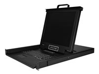 StarTech.com 16-ports rackmonterad KVM-konsol med 1,8 m kablar - Integrerad KVM-switch med 17-tums LCD-skärm - 1U LCD KVM-låda - OSD KVM - Hållbar 50.000 MTBF - USB + VGA-support - KVM-konsol med omkopplare för tangentbord/video/mus - 16 portar - PS/2, USB - 17" - kan monteras i rack - 1280 x 1024 @ 60 Hz - 250 cd/m² - 1000:1 - 5 ms - VGA - svart - 1U RKCONS1716K