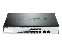 D-Link Web Smart DGS-1210-08P - Switch - Administrerad - 8 x 10/100/1000 (PoE) + 2 x Gigabit SFP - skrivbordsmodell, rackmonterbar - PoE (45 W) DGS-1210-08P
