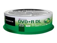 Sony 25DPR85SP - 25 x DVD+R DL - 8.5 GB (215 min) 8x - spindel 25DPR85SP