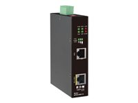 Eaton Tripp Lite Series Industrial Gigabit Ethernet PoE injector, 60W PoE++, 802.3bt, Midspan, -40C to +75C, IP30 housing, Dual 24~57VDC , DIN rail, 1 Port - Strömtillförsel (kan monteras på DIN-skena) - AC 100-240 V - 60 Watt - svart NPOEI-60W-1G