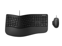 Microsoft Ergonomic Desktop - Sats med tangentbord och mus - USB - nordiskt (danska/finska/norska/svenska) - svart RJU-00009