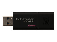 Kingston DataTraveler 100 G3 - USB flash-enhet - 64 GB - USB 3.0 - svart DT100G3/64GB