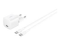 Belkin BoostCharge - Strömadapter - PPS-teknik - 25 Watt - PD 3.1/PPS, Fast Charge (24 pin USB-C) - på kabel: USB-C - med USB-C-kabel (1m) WCA012KQ1MWH-B6