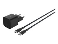 Belkin BoostCharge - Strömadapter - PPS-teknik - 25 Watt - PD 3.1/PPS, Fast Charge (24 pin USB-C) - på kabel: USB-C - med USB-C-kabel (1m) WCA012KQ1MBK-B6