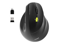 PORT Connect Professional ERGO SHAPE - Mus - laddningsbar - högerhänt - optisk - 5 knappar - trådlös - 2.4 GHz, Bluetooth - trådlös USB-mottagare 910007