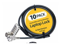 StarTech.com 10-Pack Dual-Access Laptop Lock, 6.5ft (2m) Keyed Alike and Combination Security Cable Lock for K-Slot Devices, Computer Anti-Theft Steel Cable - Lås för säkerhetskabel - svart & silver - 2 m (paket om 10) DUALKA10-LAPTOP-LOCK