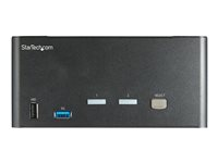 StarTech.com 2-ports DisplayPort KVM-switch för tre skärmar - 4K 60 Hz UHD HDR - Desktop DP 1.2 KVM med 2 portar USB 3.0-hubb (5 Gbit/s) och 4x USB 2.0 HID-portar, ljud - Snabbtangenter för omkoppling - TAA - Omkopplare för tangentbord/video/mus/ljud - 2 x KVM/ljud - skrivbordsmodell - TAA-kompatibel SV231TDPU34K