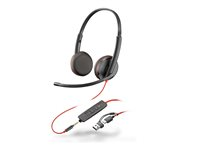 HP Poly Blackwire 3225 - Blackwire 3200 Series - headset - på örat - kabelansluten - 3,5 mm kontakt, USB-C - svart - Certifierad för Skype for Buisness, Cisco Jabber-certifierad, Avaya-certifierad, UC-certifierad 8X229A6