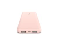 Belkin BoostCharge - Strömförsörjningsbank - 10000 mAh - 18 Watt - 3 utdatakontakter (24 pin USB-C, 2 x USB) - guldrosa BPB011BTRG