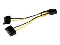 StarTech.com 6in SATA Power to 6 Pin PCI Express Video Card Power Cable Adapter - SATA to 6 pin PCIe power - Strömkabel - SATA-ström (hane) till 6-stifts PCIe-ström (hane) - 15 cm SATPCIEXADAP