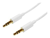 StarTech.com 2m White Slim 3.5mm Stereo Audio Cable - 3.5mm Audio Aux Stereo - Male to Male Headphone Cable - 2x 3.5mm Mini Jack (M) White (MU2MMMSWH) - Ljudkabel - mini-phone stereo 3.5 mm hane till mini-phone stereo 3.5 mm hane - 2 m - vit MU2MMMSWH